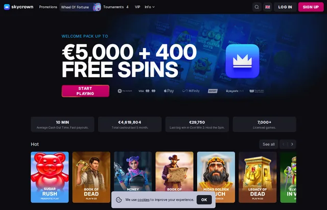 Skycrown homepage screenshot
